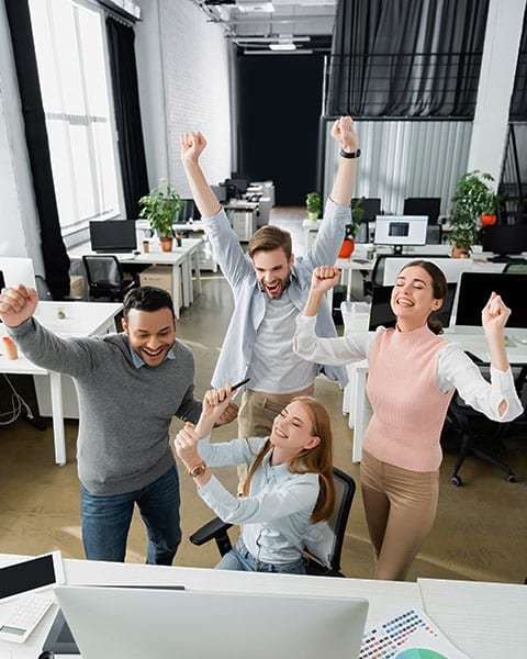 coworkers celebrating success