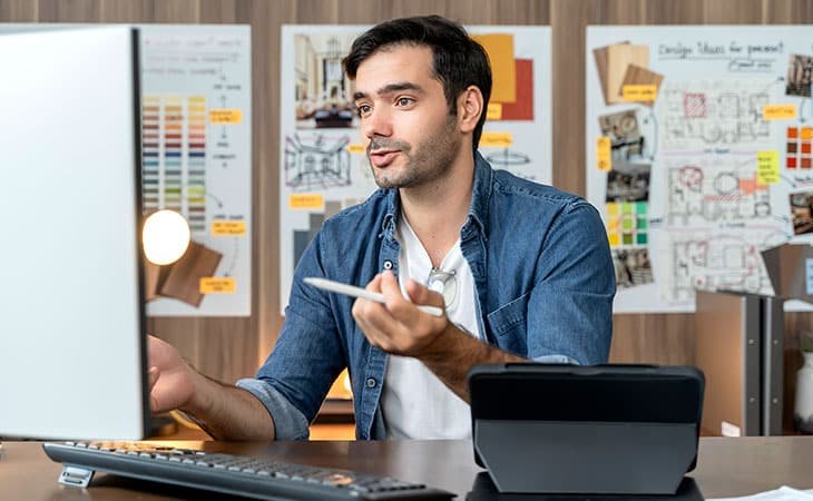 project manager on a virtual meeting